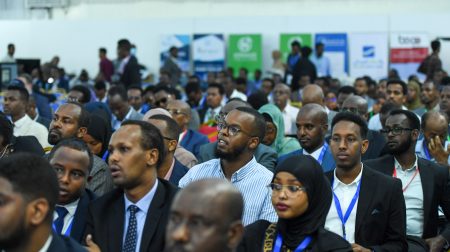 Guests attend the opening of Somalia international investment conference in Mogadishu, Somalia on 28 November 2022.